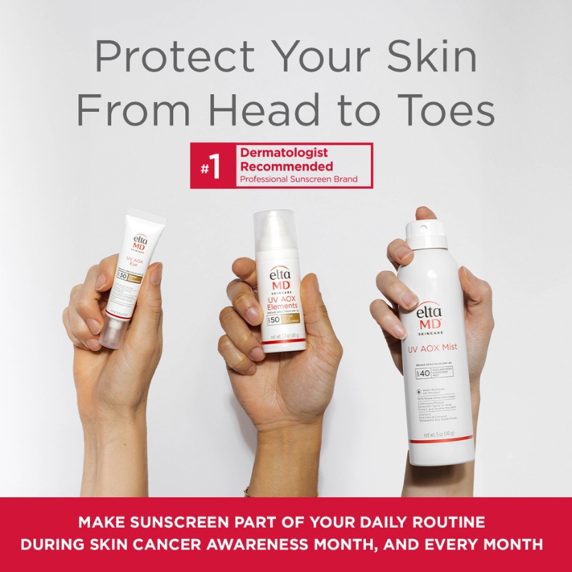 Hands holding up EltaMD products